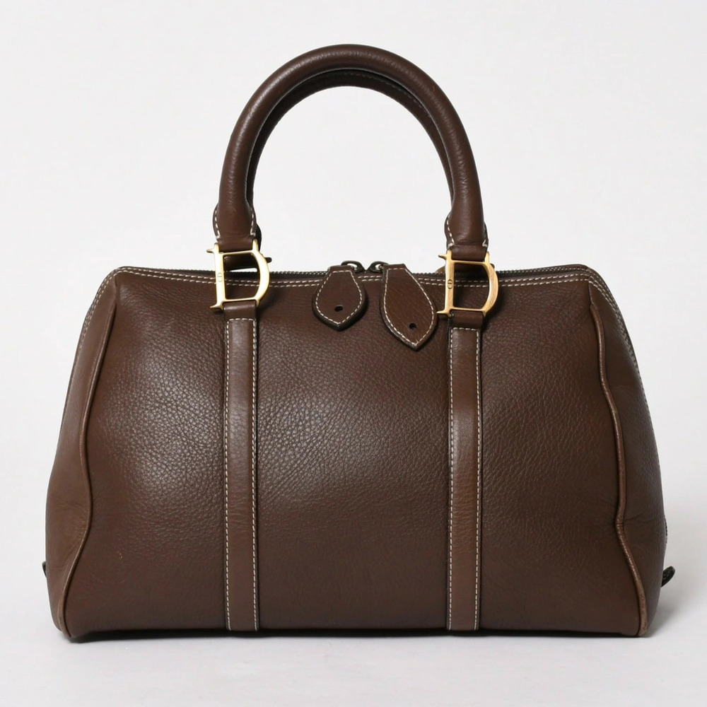 Christian Dior Leather Handbag Ru Brown